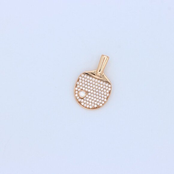"Rose Gold Table Tennis Racket Pendant with Sparkling CZ Detailing, XPPT1376 - Picture 8 of 13